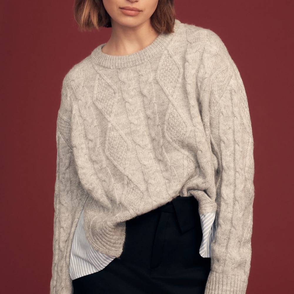 By Anthropologie Cable Twofer Tie Sweater